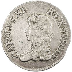 SWEDEN: Karl XI, 1660-1697, AR 2 mark, 1671. VF