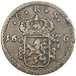 SWEDEN: Karl XI, 1660-1697, AE ore (42.66g), 1676. F-VF