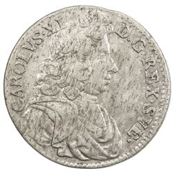SWEDEN: Karl XI, 1660-1697, AR mark, 1688. VF