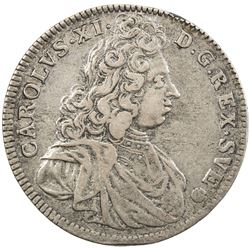 SWEDEN: Karl XI, 1660-1697, AR 4 mark, 1692. VF