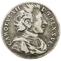SWEDEN: Karl XII, 1697-1718, AR mark, 1713/2. F-VF