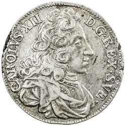 SWEDEN: Karl XII, 1697-1718, AR 2 mark, 1700. VF