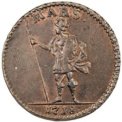 SWEDEN: Karl XII, 1697-1718, AE daler, 1718. AU