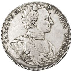 SWEDEN: Karl XII, 1697-1718, AR riksdaler, 1718. VF-EF