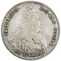 SWEDEN: Frederik I, 1720-1751, AR riksdaler, 1721. VF-EF