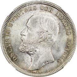 SWEDEN: Oscar II, 1872-1907, AR krona, 1904. NGC MS64
