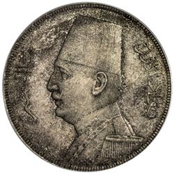 EGYPT: Fuad, king, 1922-1936, AR 20 piastres, 1933//AH1352. PCGS PF64