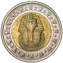 EGYPT: bi-metallic pound (8.49g), ND, KM-940, both sides struck from the reverse dies, UNC