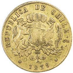 CHILE: Republic, AV 8 escudos, 1839-So. F