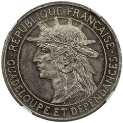 GUADELOUPE: copper-nickel franc, 19--. NGC MS63