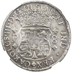 GUATEMALA: Carlos III, 1759-1788, AR 8 reales, 1766-G. NGC VF