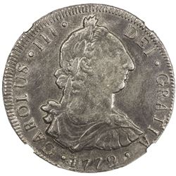 GUATEMALA: Carlos III, 1759-1788, AR 8 reales, 1772-G. NGC AU