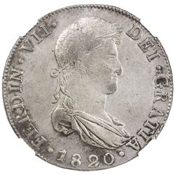 GUATEMALA: Fernando VII, 1808-1821, AR 8 reales, 1820-NG. NGC EF45