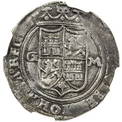 MEXICO: Carlos and Juana, 1516-1556, AR real (3.35g), ND (1542-55)-M. NGC EF45