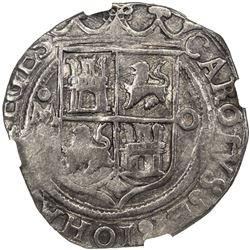 MEXICO: Carlos and Juana, 1516-1556, AR 2 reales (6.90g), ND (1542-55)-Mo. NGC EF40