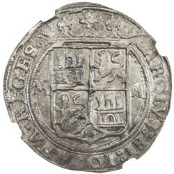 MEXICO: Carlos and Juana, 1516-1556, AR 4 reales (12.20g), ND (1542-55)-M. NGC AU55