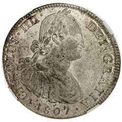 MEXICO: Carlos IV, 1788-1808, AR 8 reales, 1807-Mo. NGC MS61