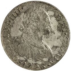PERU: Carlos IV, 1788-1808, AR 8 reales, Lima, 1796. NGC MS61