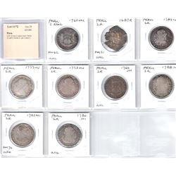 PERU: LOT of nine 2 reales coins