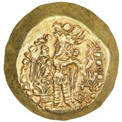 KUSHANO-SASANIAN: "Varahran", 3rd series, late 4th century, AV scyphate dinar (7.78g), Balkh. AU