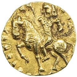 GUPTA: Kumaragupta I, ca. 409-450, AV dinar (7.75g). EF