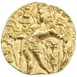 GUPTA: Kumaragupta I, ca. 409-450, AV dinar (7.95g). EF-AU