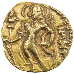 GUPTA: Kumaragupta I, ca. 409-450, AV dinar (7.90g). VF