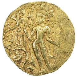 CHAHAMANAS OF SAKAMBHARI: Vigraharaja IV, ca. 1150-1164, AV dinar (4.06g). VF