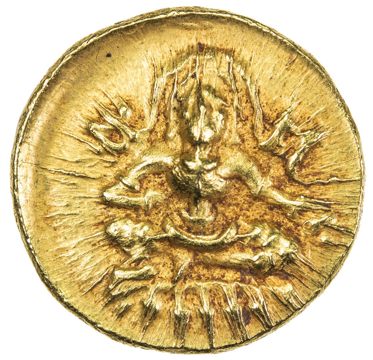 VIJAYANAGAR: Krishna Devaraya, 1505-1529, AV 1/2 pagoda (1.71g). EF