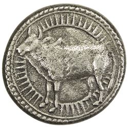 MUGHAL: Jahangir, 1605-1628, AR zodiac rupee (7.75g), Ahmadabad, AH"1028" year "14". VF