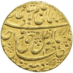 AWADH: Wajid Ali Shah, 1847-1856, AV ashrafi (10.68g), Lucknow, AH1265 year 3. VF
