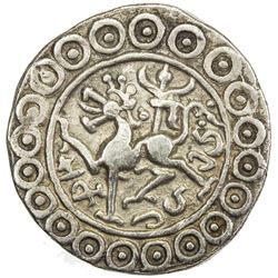 TRIPURA: Dharma Manikya, ca. 1714-1739, AR tanka (10.54g), SE1636. VF-EF