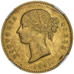 BRITISH INDIA: Victoria, Queen, 1837-1876, AV mohur, 1841(c). NGC AU