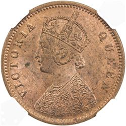 BRITISH INDIA: Victoria, Queen, 1837-1901, AE 1/4 anna, 1874(c). NGC MS63