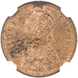 BRITISH INDIA: Victoria, Empress, 1876-1901, AE 1/12 anna, 1892(c). NGC MS63