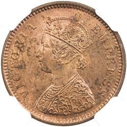 BRITISH INDIA: Victoria, Empress, 1876-1901, AE 1/2 pice, 1893(c). NGC MS63