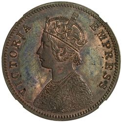 BRITISH INDIA: Victoria, Empress, 1876-1901, half anna, 1891(c). NGC PF63
