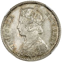 BRITISH INDIA: Victoria, Empress, 1876-1901, AR 1/4 rupee, 1884-B. NGC MS66
