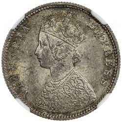 BRITISH INDIA: Victoria, Empress, 1876-1901, AR 1/2 rupee, 1884(b). NGC MS63