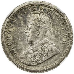 BRITISH INDIA: George V, 1910-1936, AR 1/4 rupee, 1911(c). NGC MS63