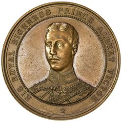 BRITISH INDIA: AE medal, 36mm, 1889/1890, Visit of Albert Victor, Prince of Wales, to India, EF-AU