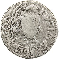 GOA: Maria I, 1786-1799, AR rupia (10.84g), 1798. VF