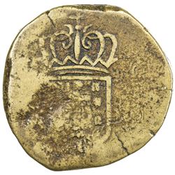 GOA: Miguel, 1828-1834, brass tanga (43.75g), ND. VF
