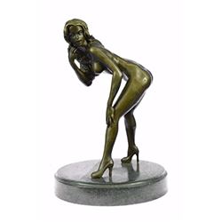 Sexy Erotic Sculpture Nude Girl Bronze Statue on Marble base Sculpture