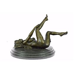 Beautiful Naked Nude Girl Bronze Sculpture on Marble base Statue