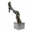 Image 5 : Modern Art Two Hands Bronze Sculpture on Marble Base Figure