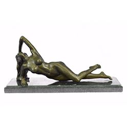 Beautiful Naked Nude Girl Bronze Sculpture on Mrable base Statue