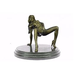 Nude Seductress Bronze Sculpture on Marble base Figurine