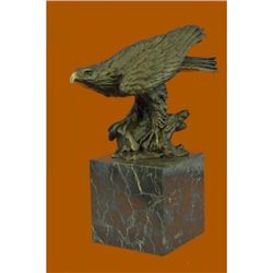 Falcon American Eagle Bronze Sculpture on Marble Base Statue