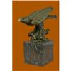 Image 1 : Falcon American Eagle Bronze Sculpture on Marble Base Statue